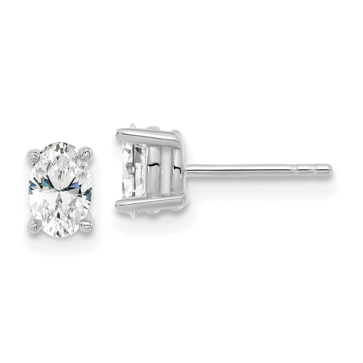 14k White Gold 2/3 carat total weight Oval VS/SI GH Lab Grown Diamond Stud Post Earrings