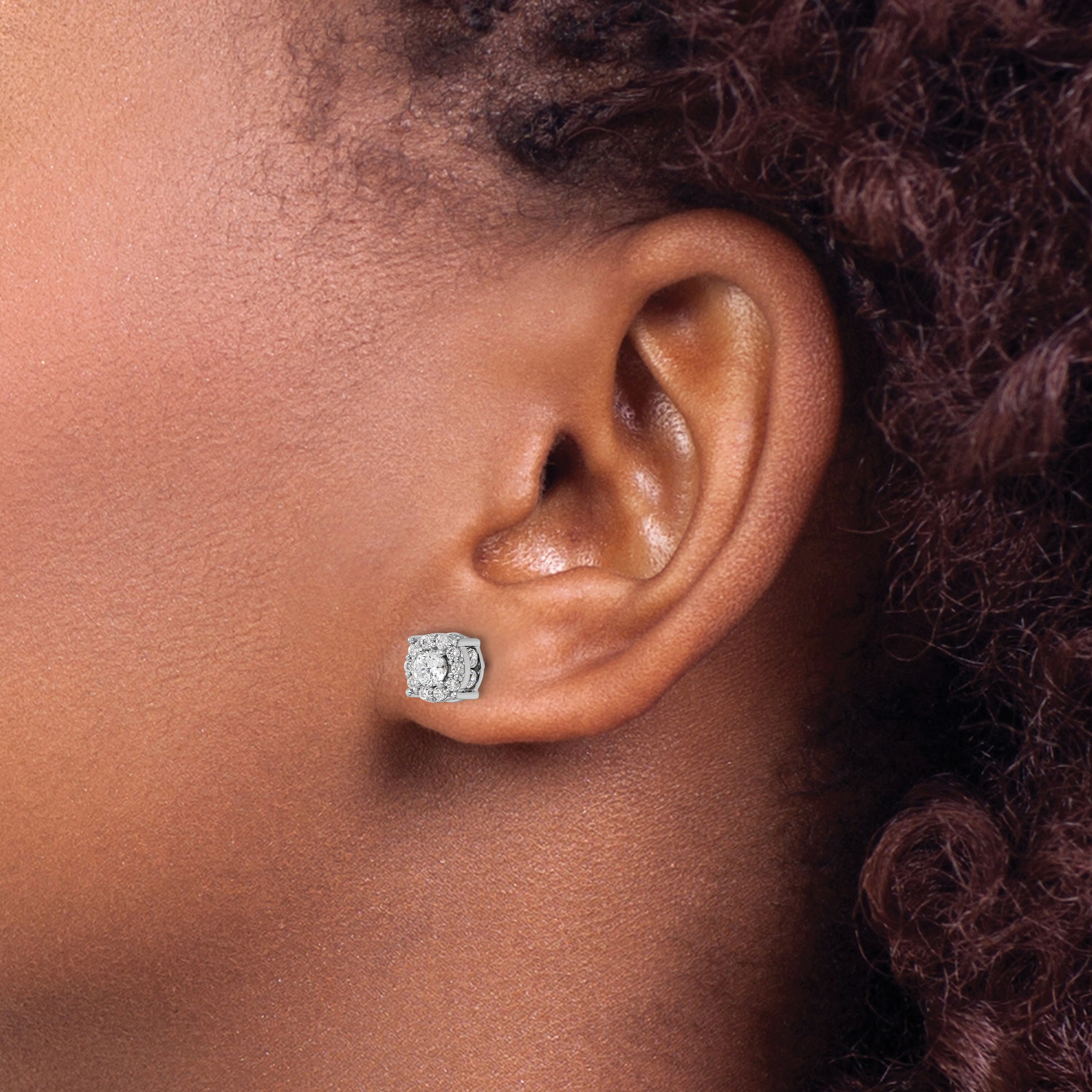 10K White Gold Lab Grown Diamond Fashion Earrings