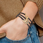 Edward Mirell Black Ti & Bronze White Sapphire Cable Flex Cuff Bangle