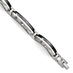 Edward Mirell Black Ti & Sterling Silver Polished/Brushed Link Bracelet