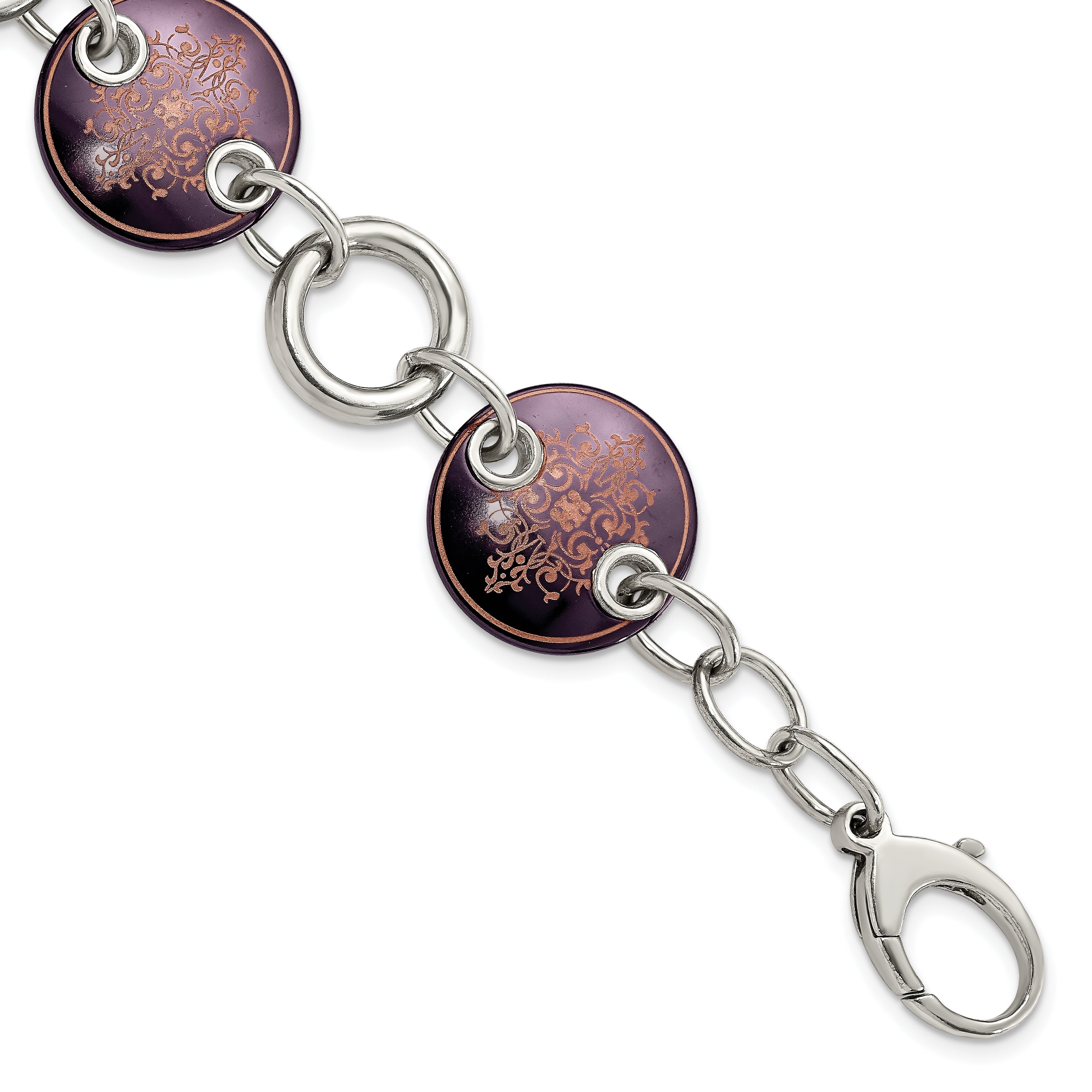 Edward Mirell Black Ti & Sterling Silver Anodized Copper Color Bracelet