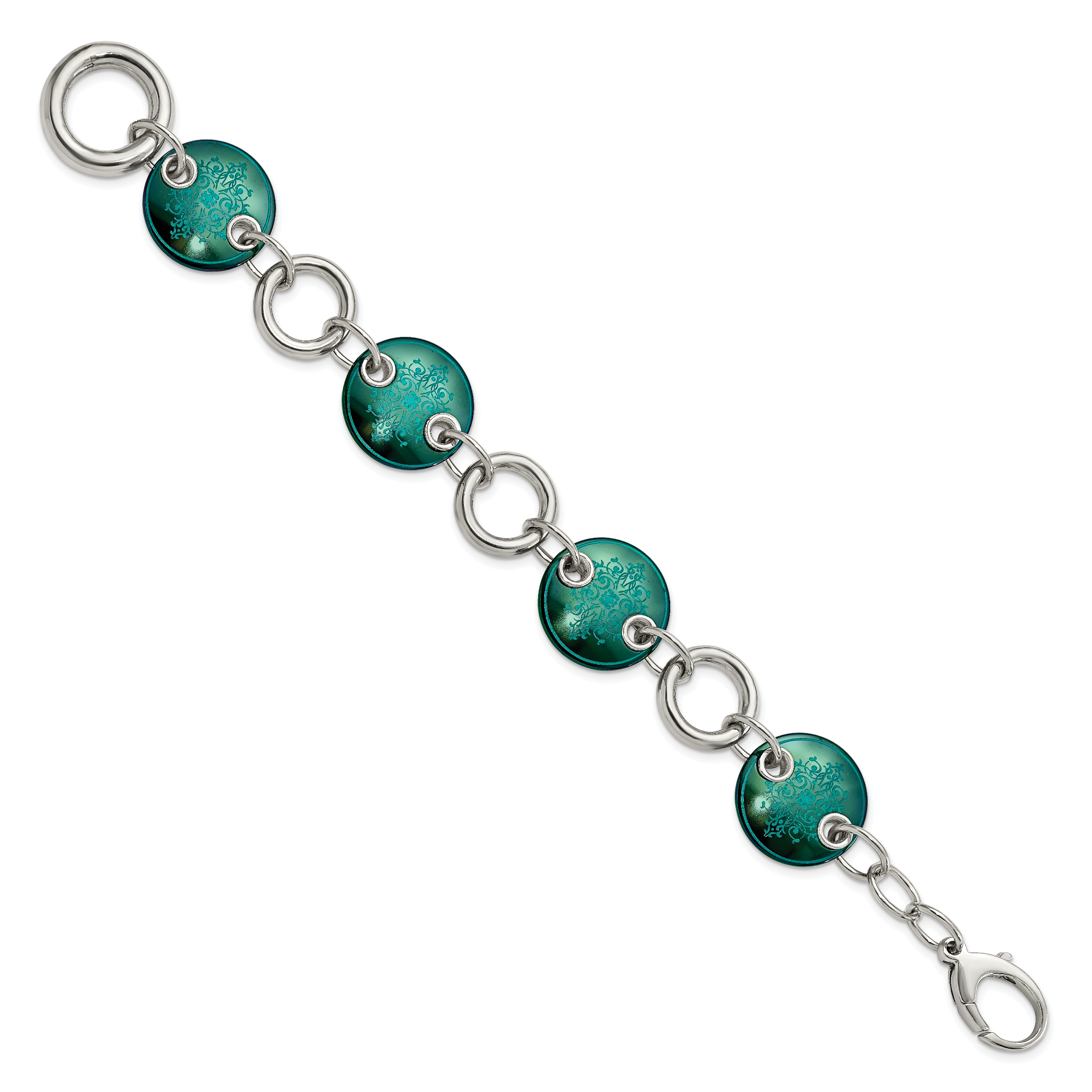 Edward Mirell Black Ti & Sterling Silver Anodized Teal Bracelet Secondary image