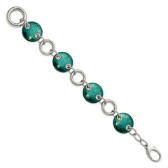 Edward Mirell Black Ti & Sterling Silver Anodized Teal Bracelet