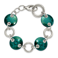 Edward Mirell Black Ti & Sterling Silver Anodized Teal Bracelet