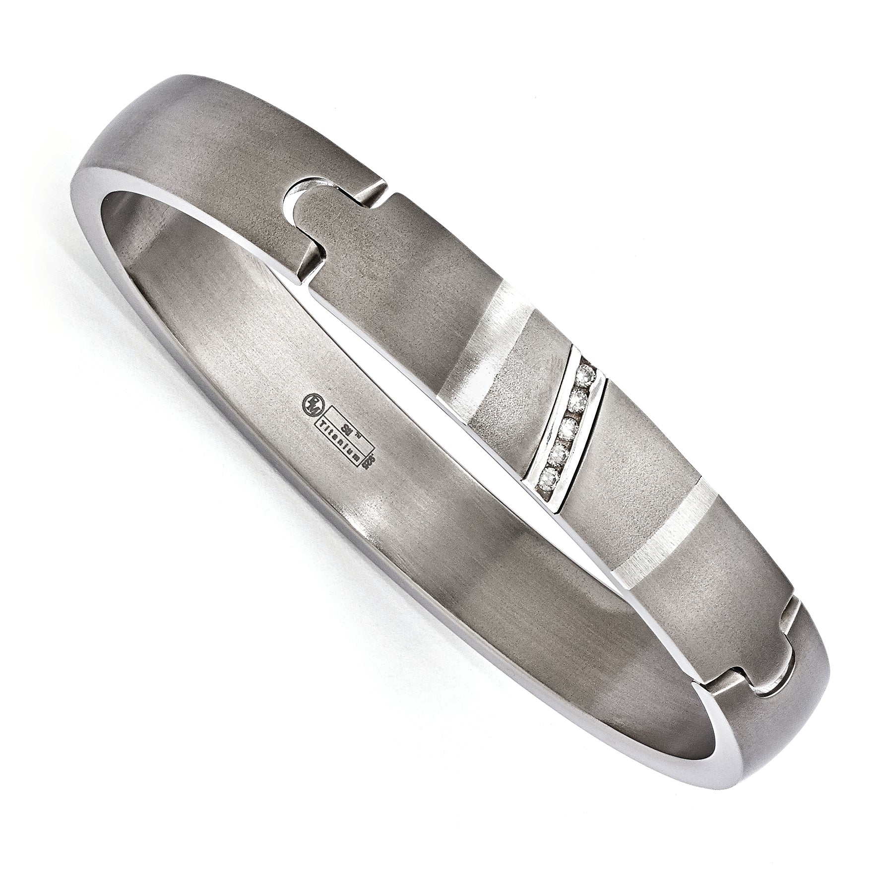 Edward Mirell Titanium & Sterling Silver .10ctw Diamond Bangle Main image