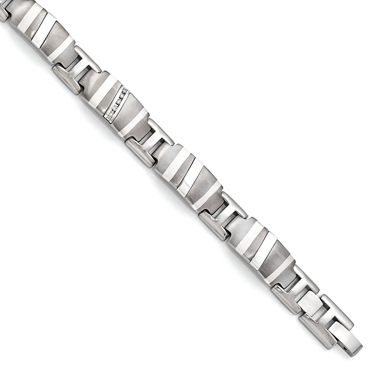 Edward Mirell Titanium & Sterling Silver .10ctw Dia Link Bracelet