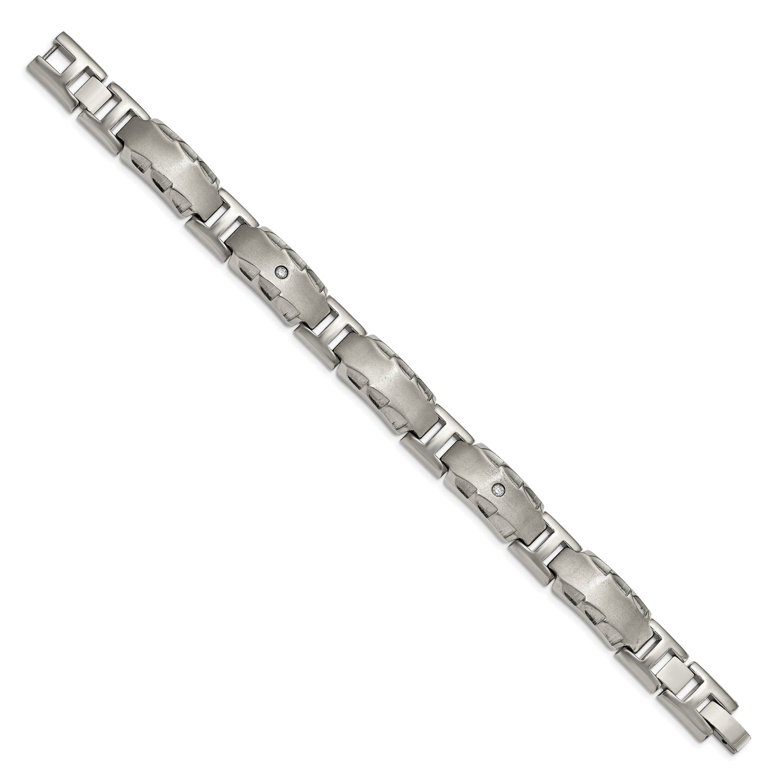 Edward Mirell Titanium Facet Edge .12ct Dia Brushed&Polished Link Brace - 8