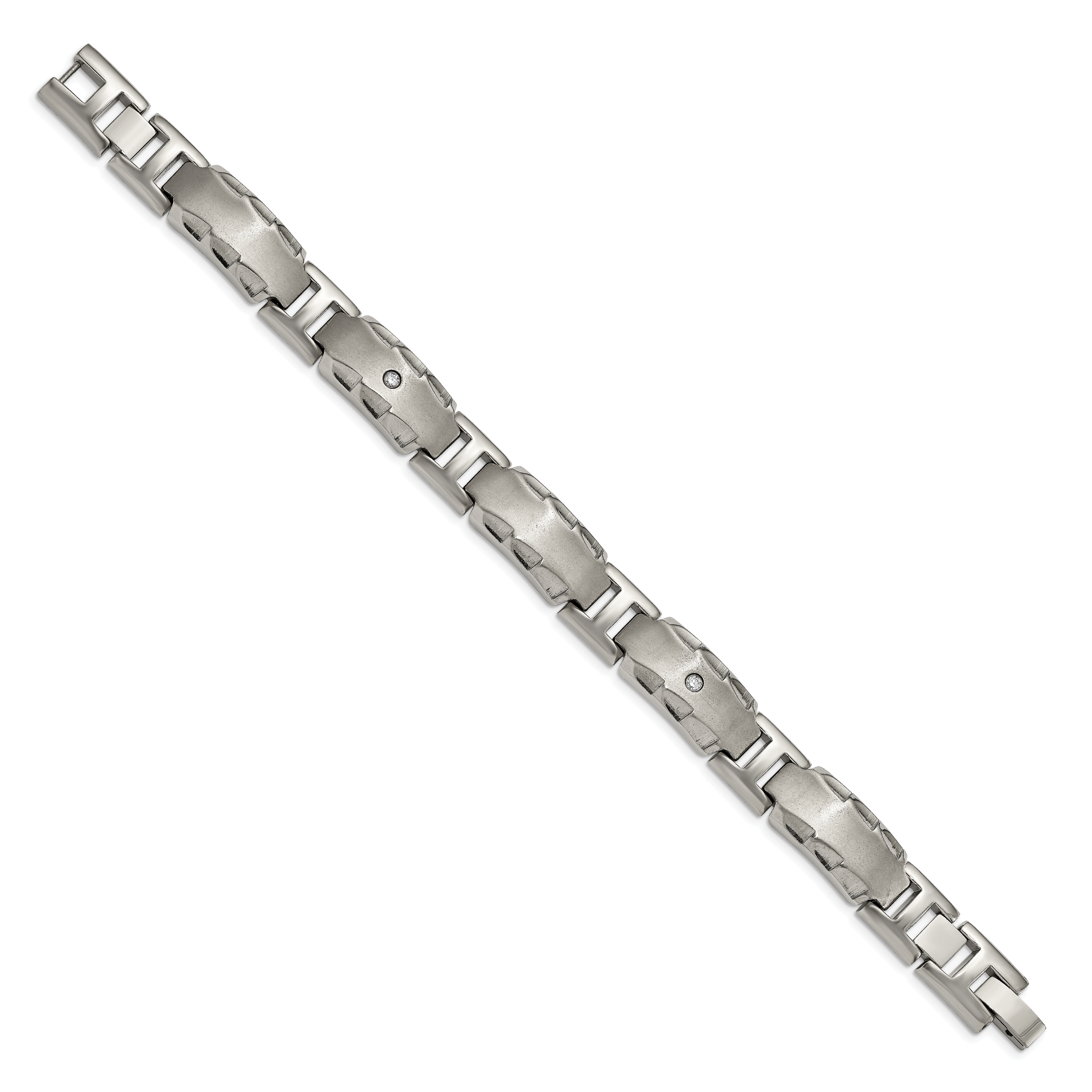Edward Mirell Titanium Facet Edge .12ct Dia Brushed&Polished Link Brace Secondary image