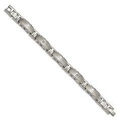 Edward Mirell Titanium Facet Edge .12ct Dia Brushed&Polished Link Brace - 8