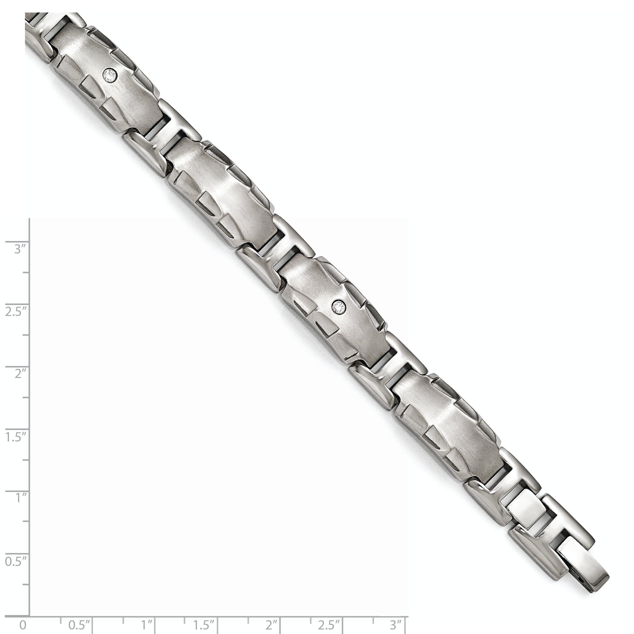 Edward Mirell Titanium Facet Edge .12ct Dia Brushed&Polished Link Brace - 8