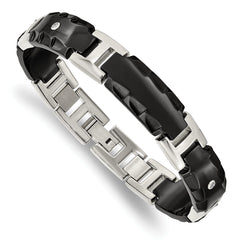 Edward Mirell Black Ti w/Faceted Edges & .12ctw Dia Bracelet - 8