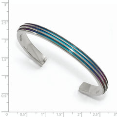 Edward Mirell Titanium Triple Groove Multi-color Anodized Cuff Bracelet