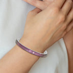 Edward Mirell Titanium Grooved Pink Anodized Pnk Sapphire Cuff Bracelet