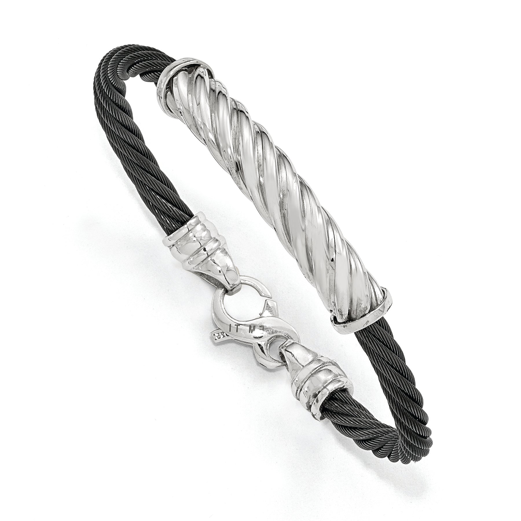 Edward Mirell Black Memory Cable & Argentium Sterling Silver Bracelet