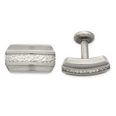 Edward Mirell Titanium & Sterling Silver Brushed& Polished Cufflinks