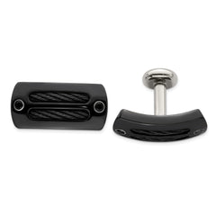 Edward Mirell Black Ti Cable & Black Spinel w/ Silver Bezel Cufflinks