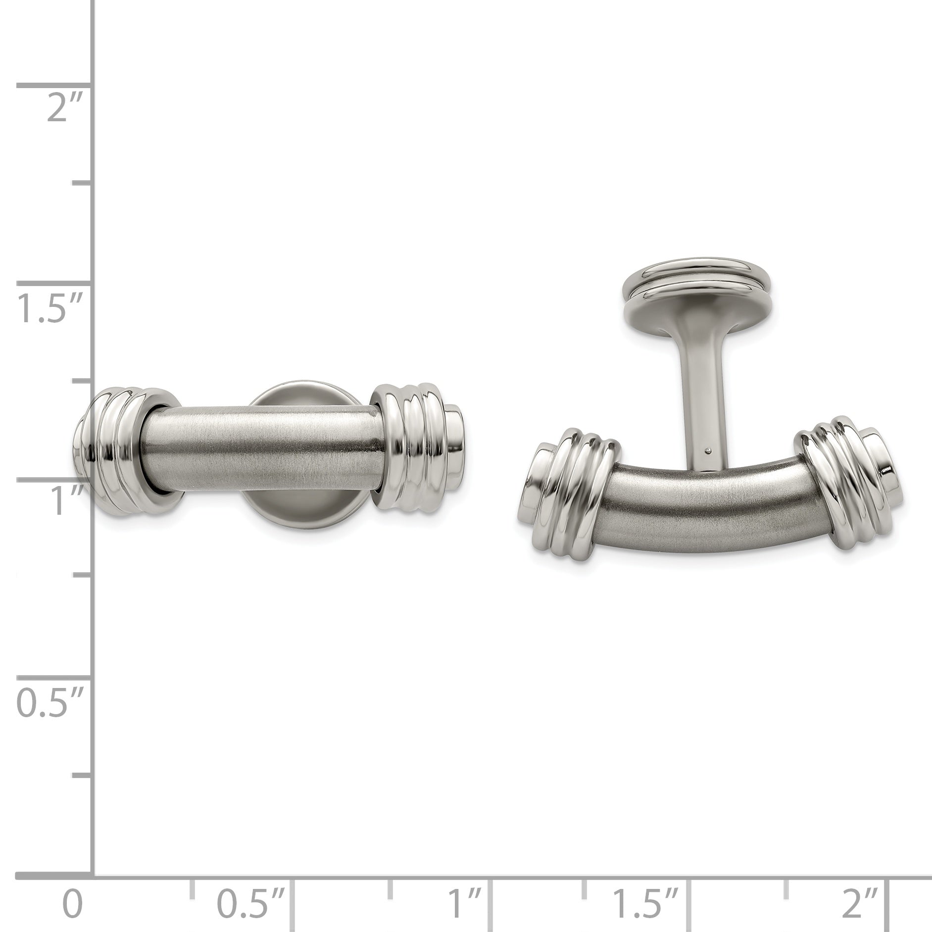 Titanium & Steel Men's Cufflinks with Polished Laser Texture  Gift Ready
