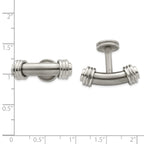 Titanium & Steel Men's Cufflinks with Polished Laser Texture  Gift Ready