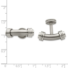 Titanium & Steel Men's Cufflinks with Polished Laser Texture  Gift Ready