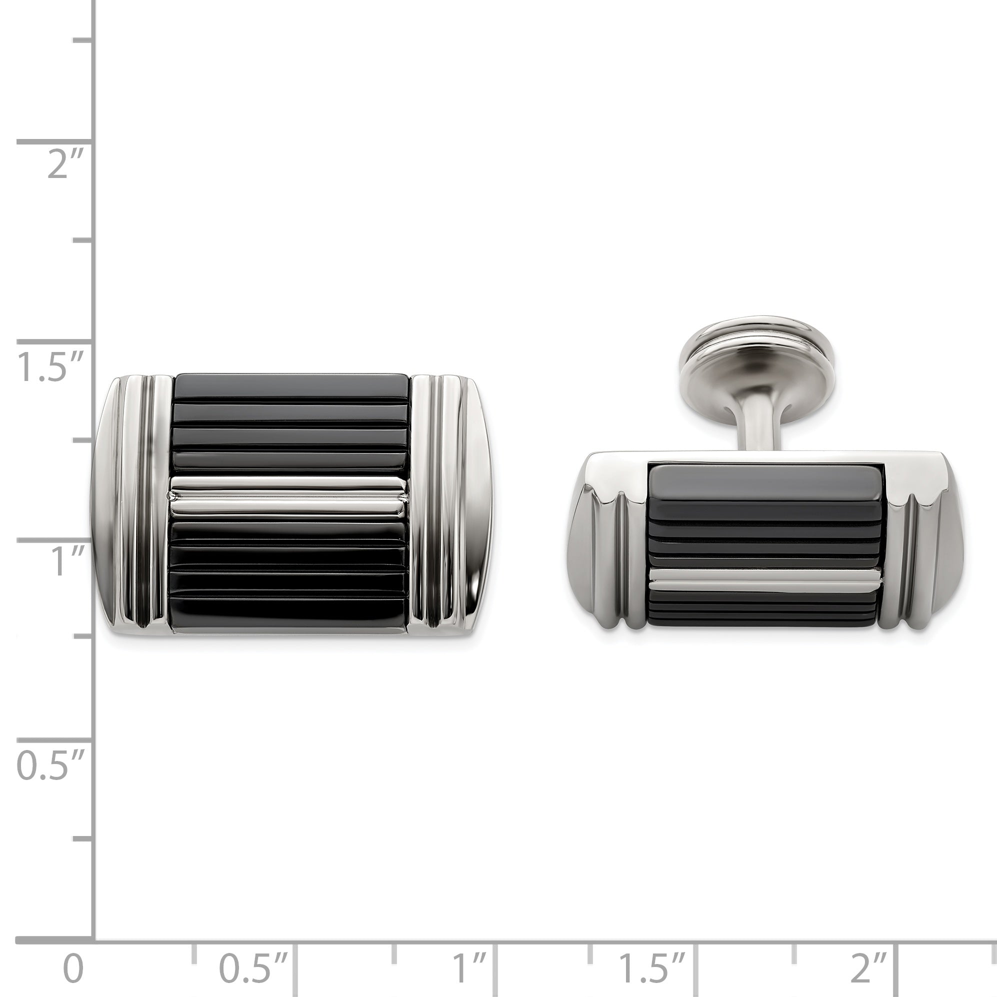 Edward Mirell Black Ti & Stainless Steel Polished Cufflinks