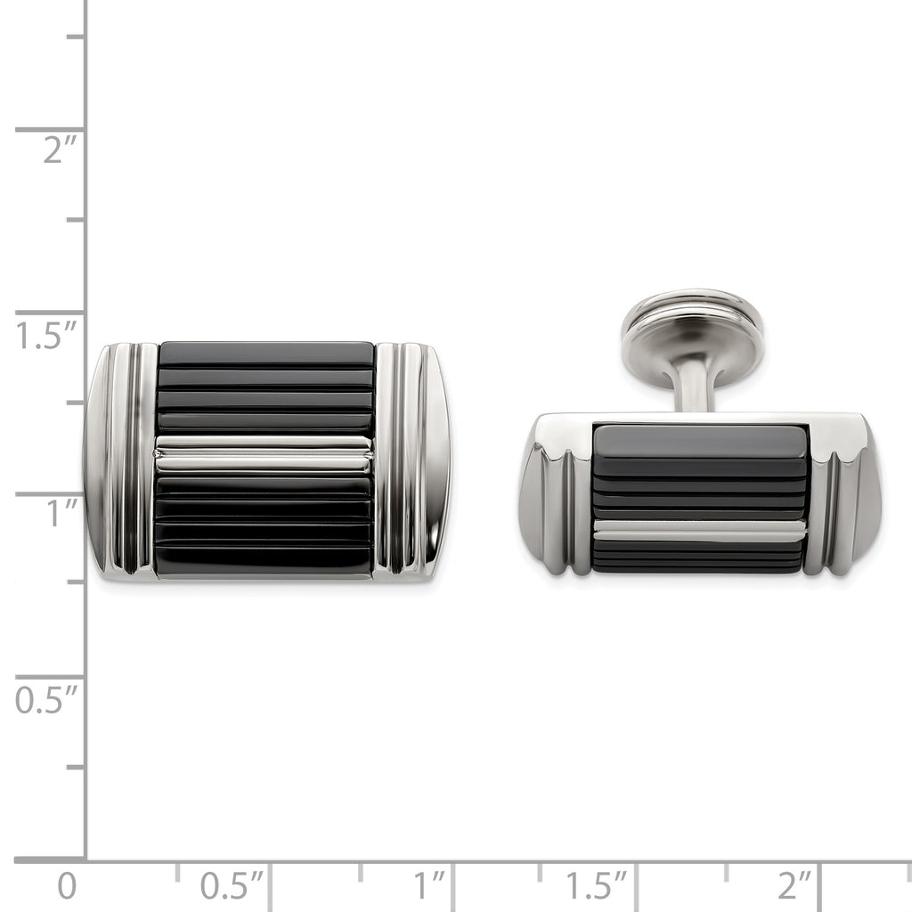 Titanium & Stainless Steel Polished Cufflinks  Grooved Men's Gift-Ready Accessory