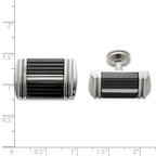 Titanium & Stainless Steel Polished Cufflinks  Grooved Men's Gift-Ready Accessory