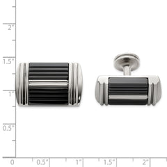 Edward Mirell Black Ti & Stainless Steel Polished Cufflinks