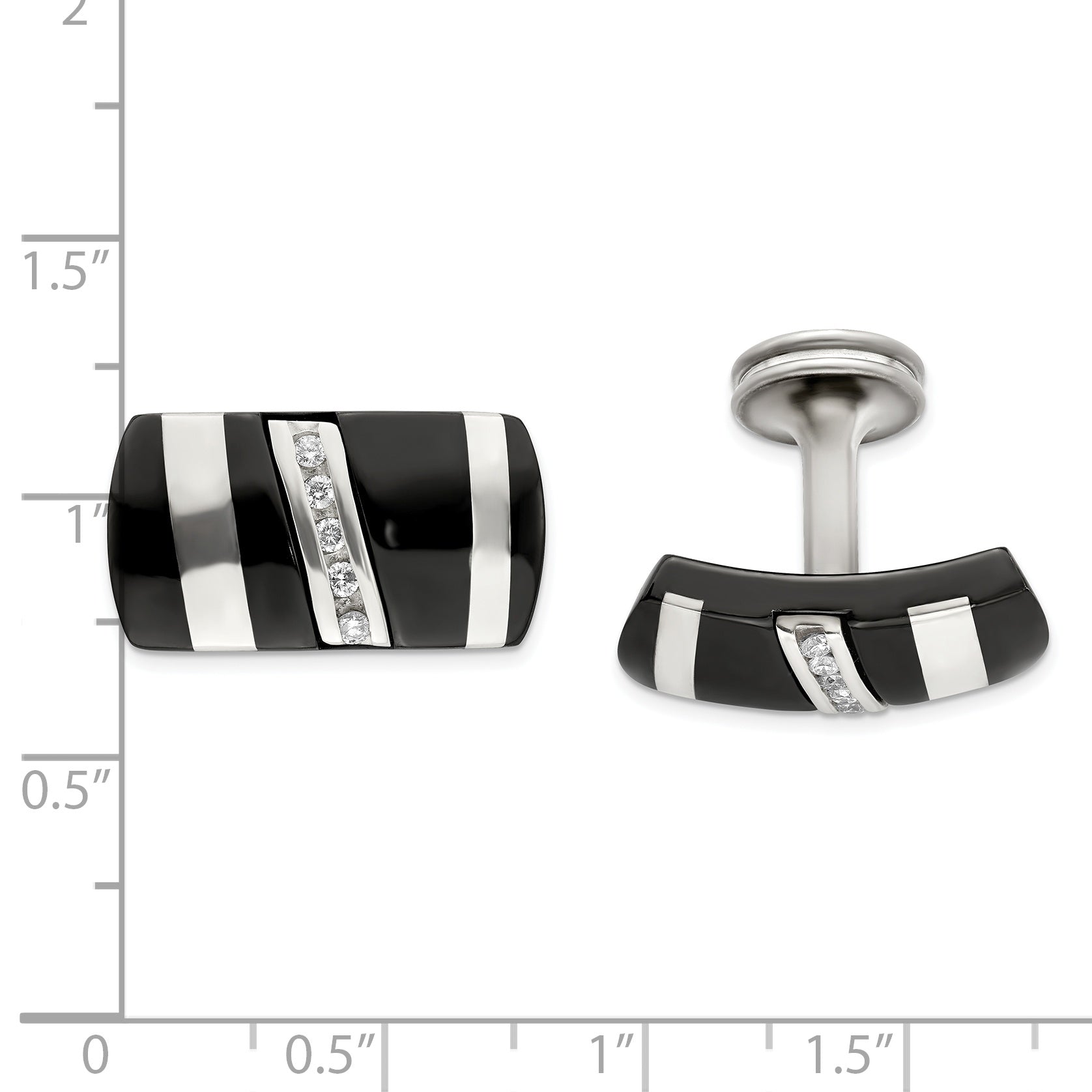 Titanium & Sterling Silver Men's Cufflinks with Natural Diamonds  Polished & Gift-Ready
