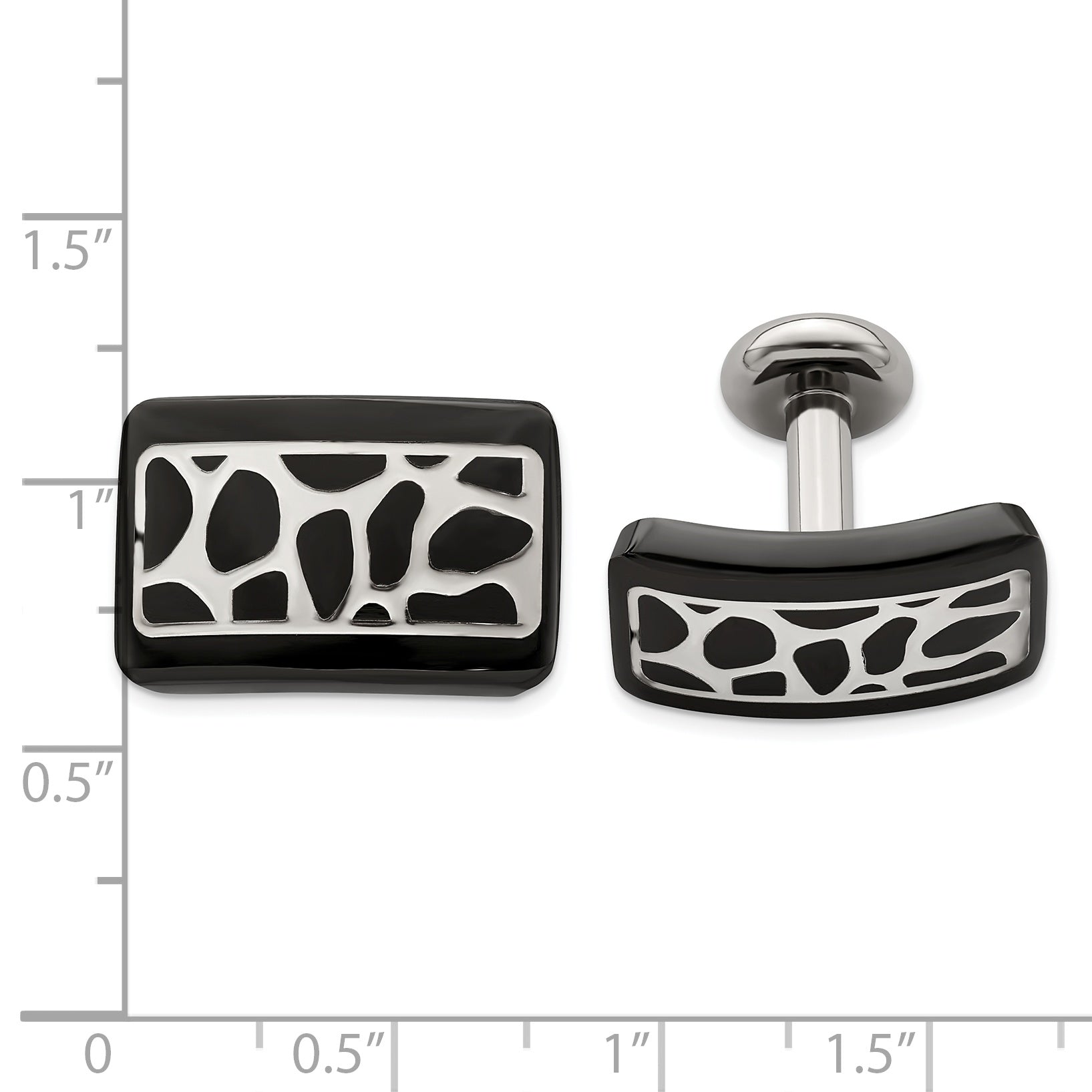 Black Titanium & Sterling Silver Men's Cufflinks with Polished Cobblestone Design Gift Ready