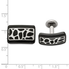 Black Titanium & Sterling Silver Men's Cufflinks with Polished Cobblestone Design Gift Ready