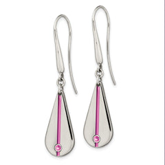 Edward Mirell Titanium Pink Anodized with Pink Sapphire Teardrop Earrings