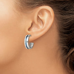 Titanium C-Hoop Earrings with Blue Anodized Finish and Sky Blue Topaz