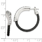 Edward Mirell Black Titanium & Argentium Silver Hoop Earrings with White Sapphires