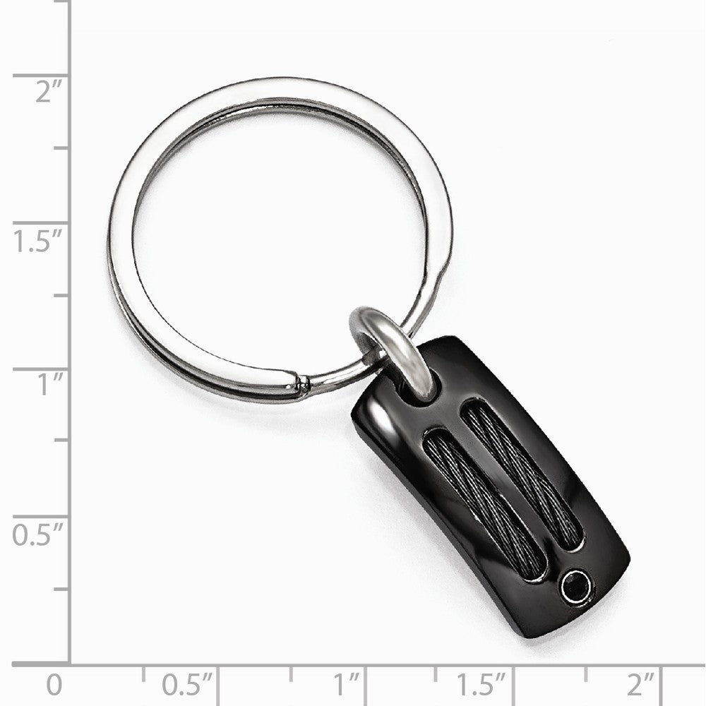 Edward Mirell Black Ti Cable & Spinel Argentium SS Bezel Key Ring