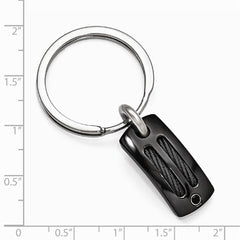 Edward Mirell Black Ti Cable & Spinel Argentium SS Bezel Key Ring