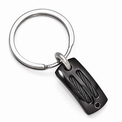 Edward Mirell Two-Tone Titanium Key Ring with Black Spinel Bezel