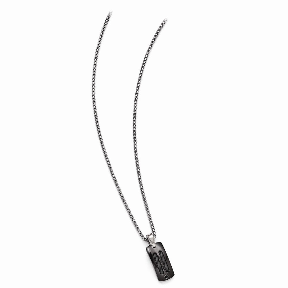 Edward Mirell Black Ti Cable & Black Spinel With Argenium SS Bezel 20in Neckla