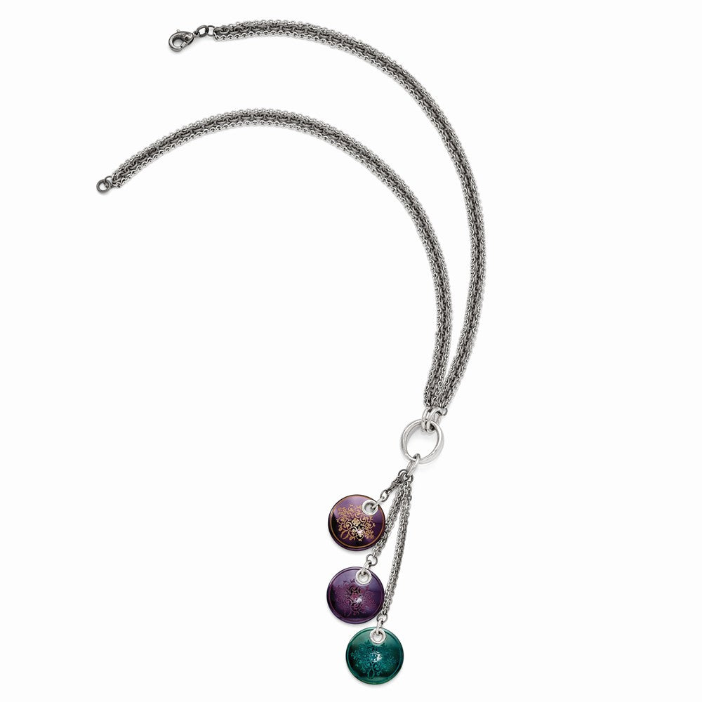 Black Titanium & Sterling Silver Fancy Necklace with Multi-Color Anodized Finish