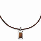 Edward Mirell Titanium Necklace with Brown Leather Cord Gift-Ready Polished Finish