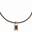 Edward Mirell Titanium Necklace with Brown Leather Cord Gift-Ready Polished Finish