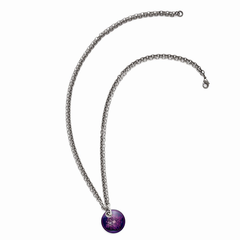 Black Titanium & Sterling Silver Necklace with Pink Anodized Finish, Gift Ready