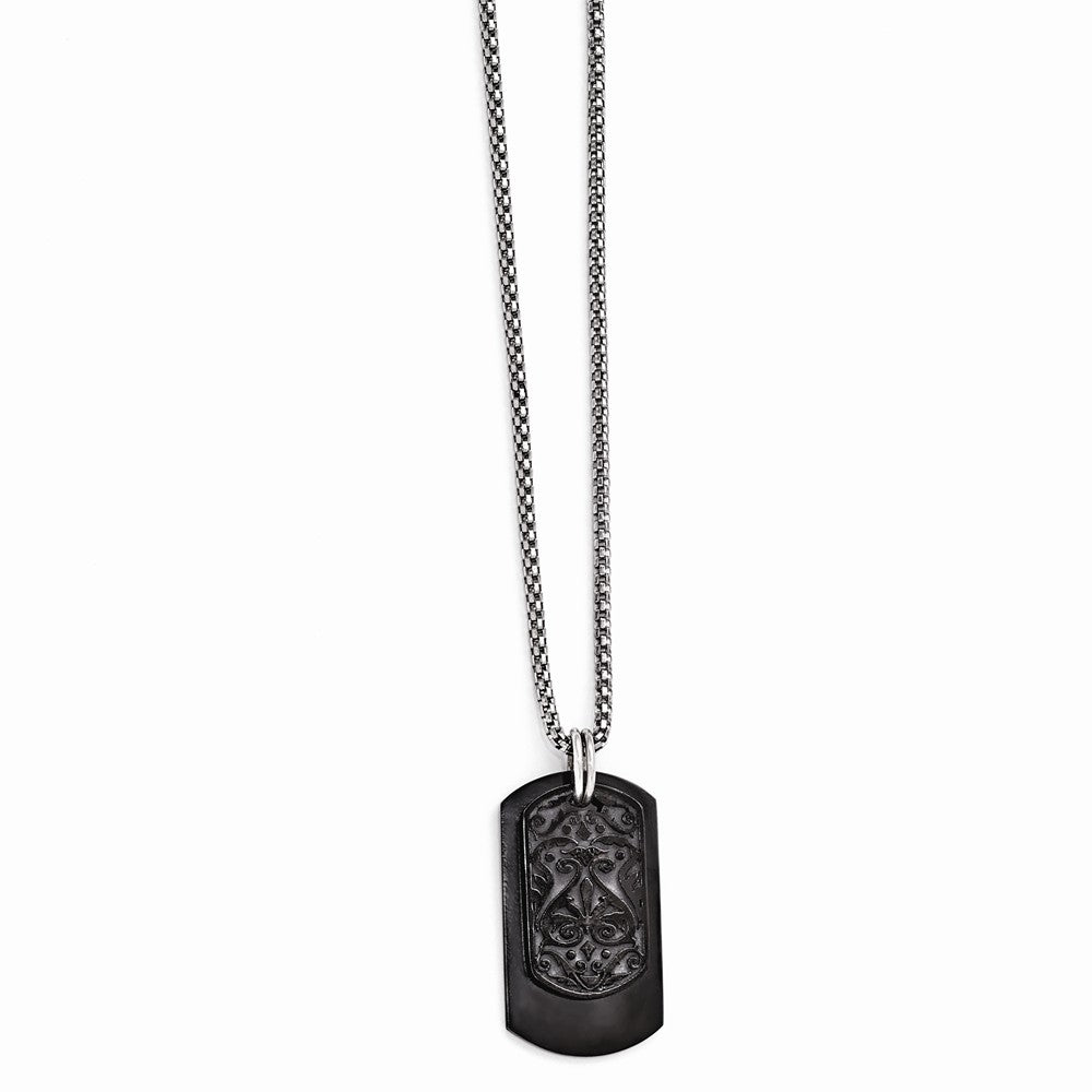 Edward Mirell Two-Tone Titanium Necklace with Sterling Silver Dog Tag