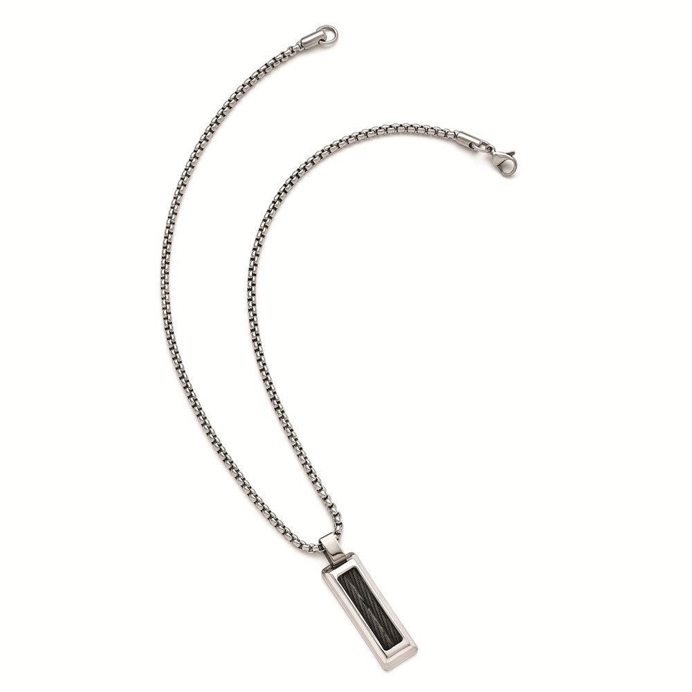 Edward Mirell Titanium & Black Memory Cable With Stainless Steel Necklace