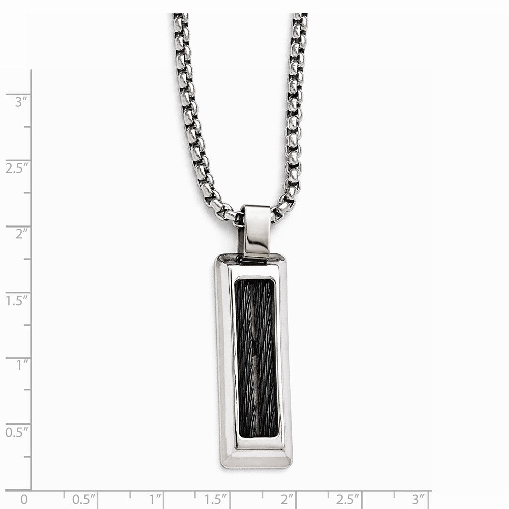 Edward Mirell Titanium & Black Memory Cable w/Stainless Steel Necklace