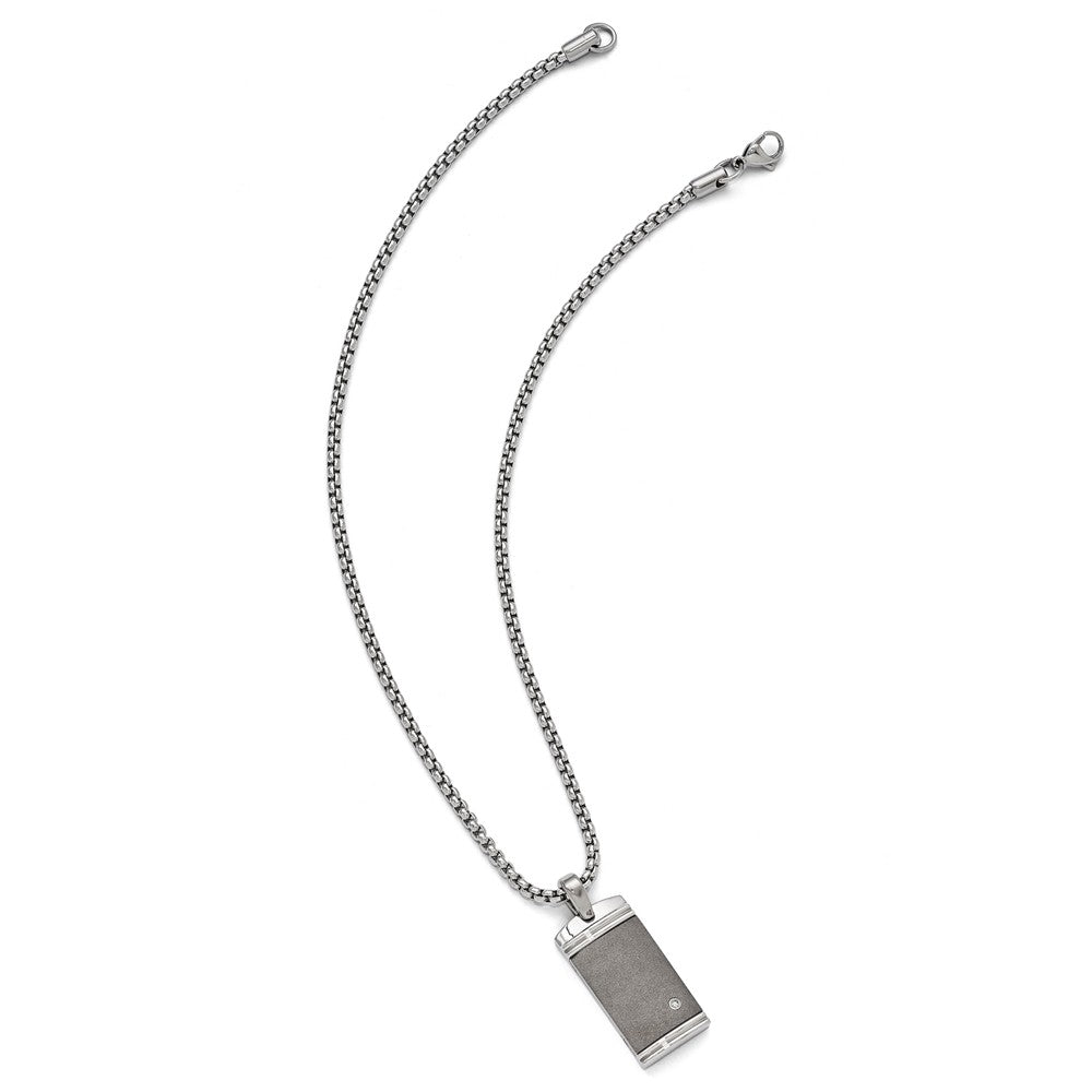 Edward Mirell Two-Tone Titanium Diamond Pendant Necklace Polished Finish