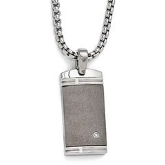 Edward Mirell Two-Tone Titanium Diamond Pendant Necklace Polished Finish