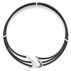 Edward Mirell Black Ti & Sterling Silver Black Spinel Cable Flex Collar