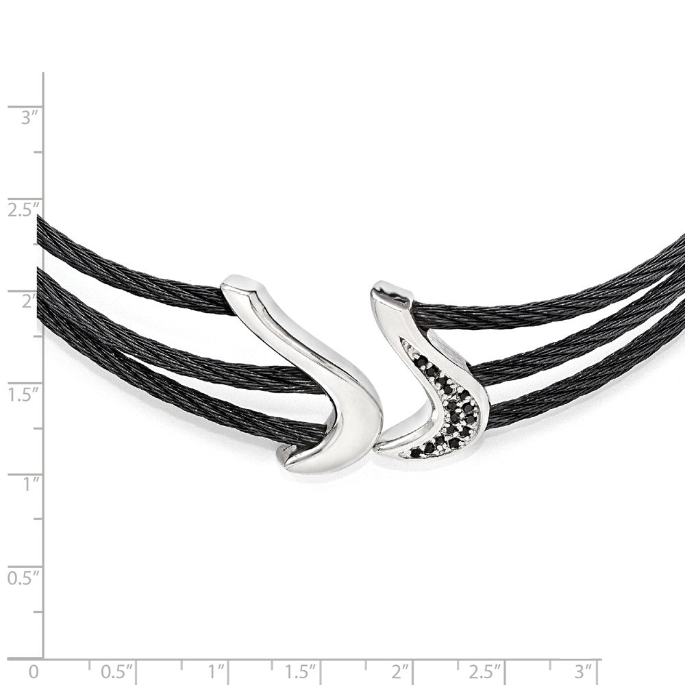 Edward Mirell Black Ti & Sterling Silver Black Spinel Cable Flex Collar