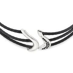 Edward Mirell Black Ti & Sterling Silver Black Spinel Cable Flex Collar