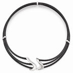 Titanium Silver Two-Tone Necklace with White Sapphires Gift Ready